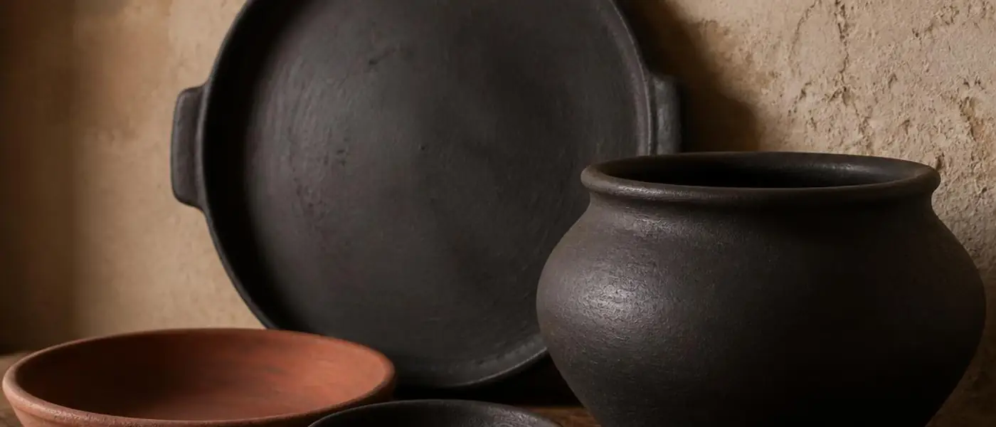 Eritrees aardewerk op een houten plank